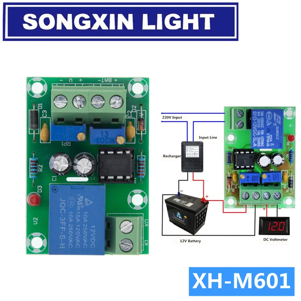 XH-M601 Inteligentná nabíjačka Ovládací panel Automatické nabíjanie napájania 12V nabíjania Book pre DIY Kit pre DIY