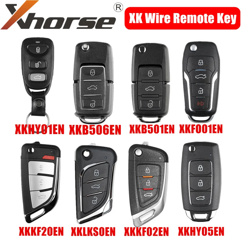 Xhorse drôtový kľúč XKB501EN XKB506EN XKLKS0EN XKFO01EN XKHY01EN XKKF02EN XKHY05EN XKKF20EN XK WIRE DREH DRAVA DREHA KLYN 5PCS/LOT