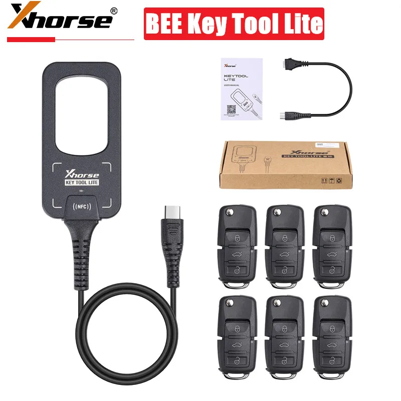 Xhorse VVDI Bee Key Tool Lite Generujte detekciu transpondérovej diaľkovej frekvencie s 6ks B5 XKB501EN WIRED DIMOtes Key pre výber