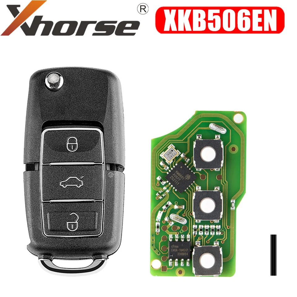 Xhorse xkb506en drôt diaľkový kľúč b5 flip 3 tlačidlá Extreme Black English verzia 1 kus