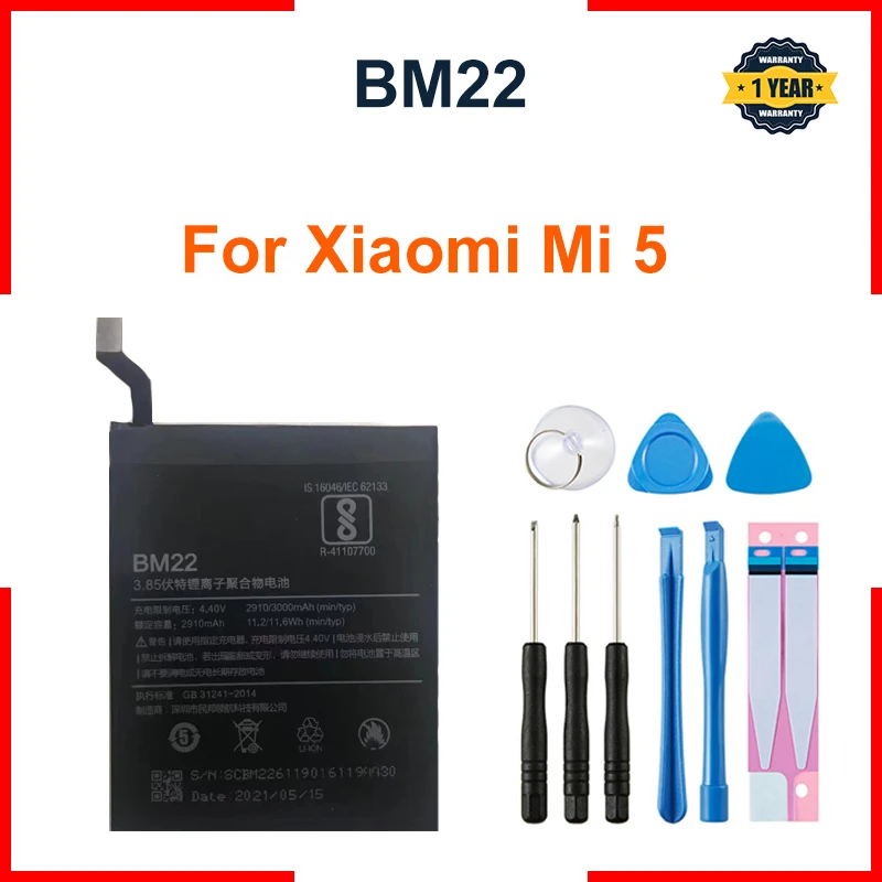 Xiao Mi BM22 3000 mAh batéria pre Xiaomi Mi 5 Mi5 M5 BM22 Vysoko kvalitné výmenné batérie telefónu
