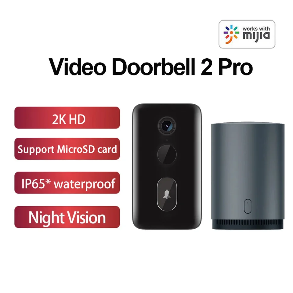 Xiaofang Smart Video Door Bell 2 Pro 2K HD Infračervená nočná vízia 2 Way Intercom WiFi WiFi Door Bell Smart Home Door Bell Camera