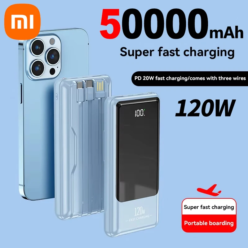Xiaomi 120W High -Capacity Power Bank 50000 mAh rýchla nabíjačka Prenosná batéria s digitálnym displejom PowerBank pre iPhone Samsung