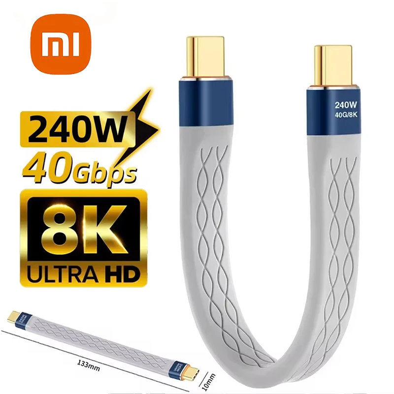Xiaomi 240W Dátové riadky Duálne rozhranie typu C 40 Gbps Prenos 8K Video Universal for Phones Ploché nabíjanie predlžovací kábel