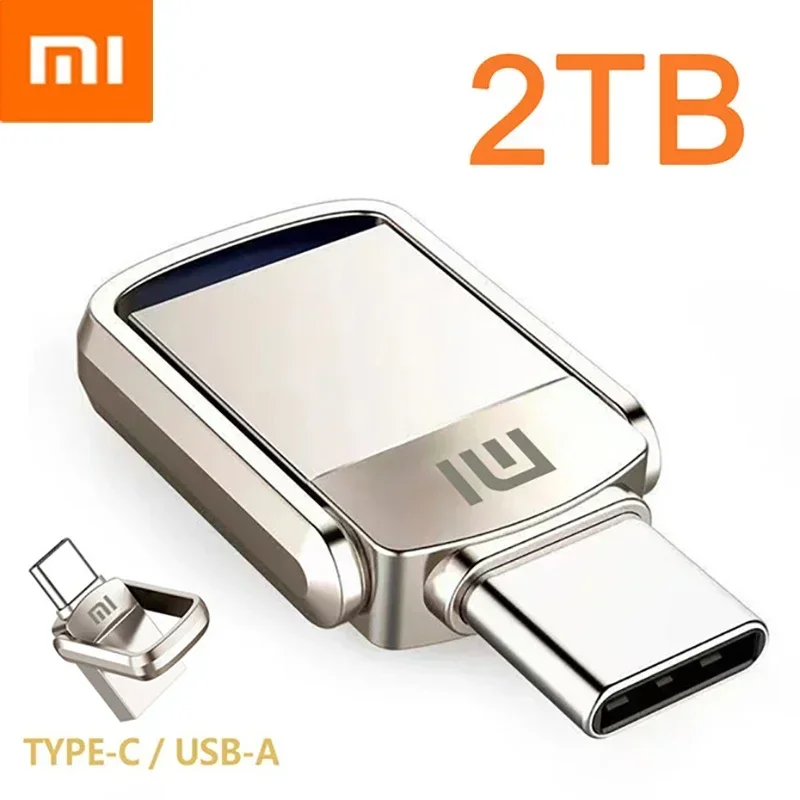 Xiaomi 2TB USB Flash Drives 3,1 2TB 1TB vysokorýchlostný prenosový kovový kov Pendrive prenosné skladovanie pamäť U Disk Nepremokavý adaptér