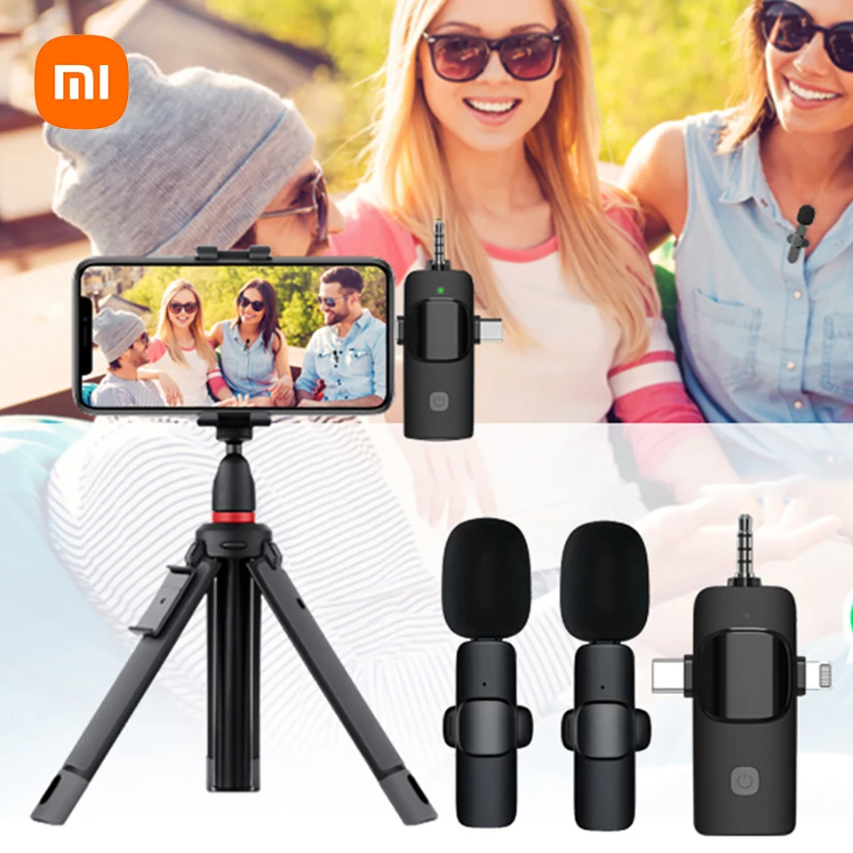 Xiaomi 3 v 1 bezdrôtový redukcia hluku mikrofónu Lavalier 3,5 mm klopný mikrofón pre iPhone/Android Telefón/notebook Video nahrávanie