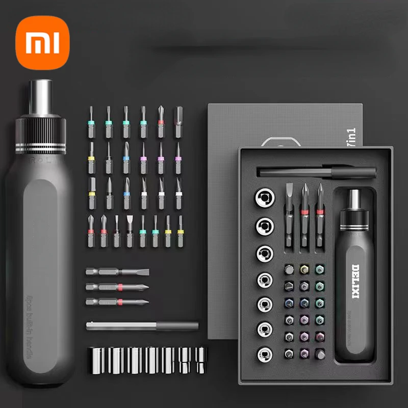 Xiaomi 37 v 1 Ratchet Screwdriver Set s predlžovacou tyčou manuálna ručička rukoväte rukoväte kľúča Kombinácia Kombinácia nástrojov na opravu bit