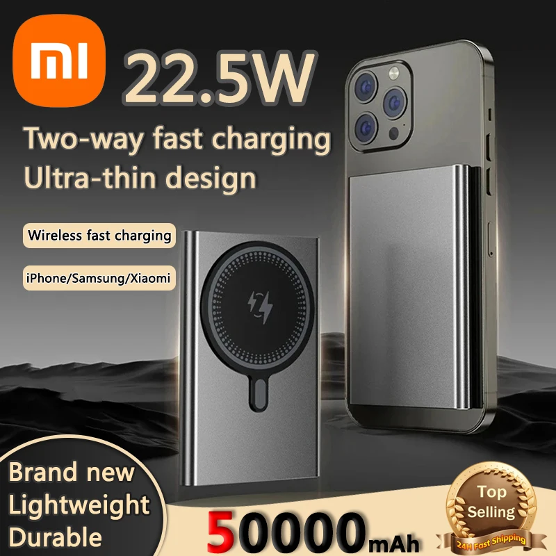 Xiaomi 50000 mAh Power Bank Ultra-tenký bezdrôtový nabíjací banka Banka Rýchle nabíjanie Magsafe Externá batéria pre iPhone nový