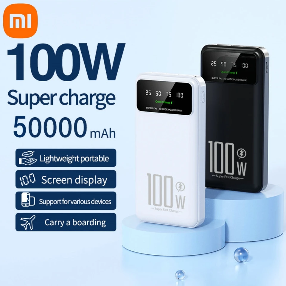 Xiaomi 50000 mAh vysoká kapacita 100 W rýchle nabíjanie Power Bank Prenosná nabíjačka batérie Powerbank pre iPhone Huawei Samsung