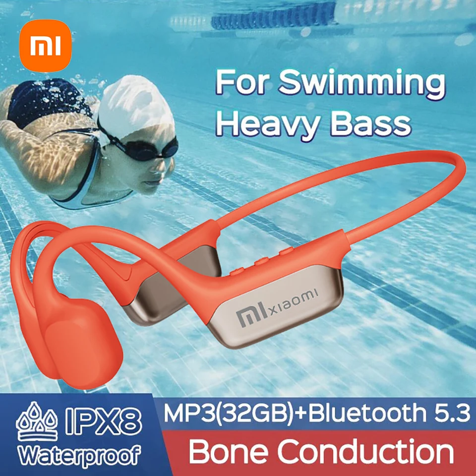 Xiaomi Bone Vedenie slúchadiel Bluetooth Bass Wireless Headset MP3 Player cyklovanie fitness slúchadlá IPX8 nepremokavé plávanie