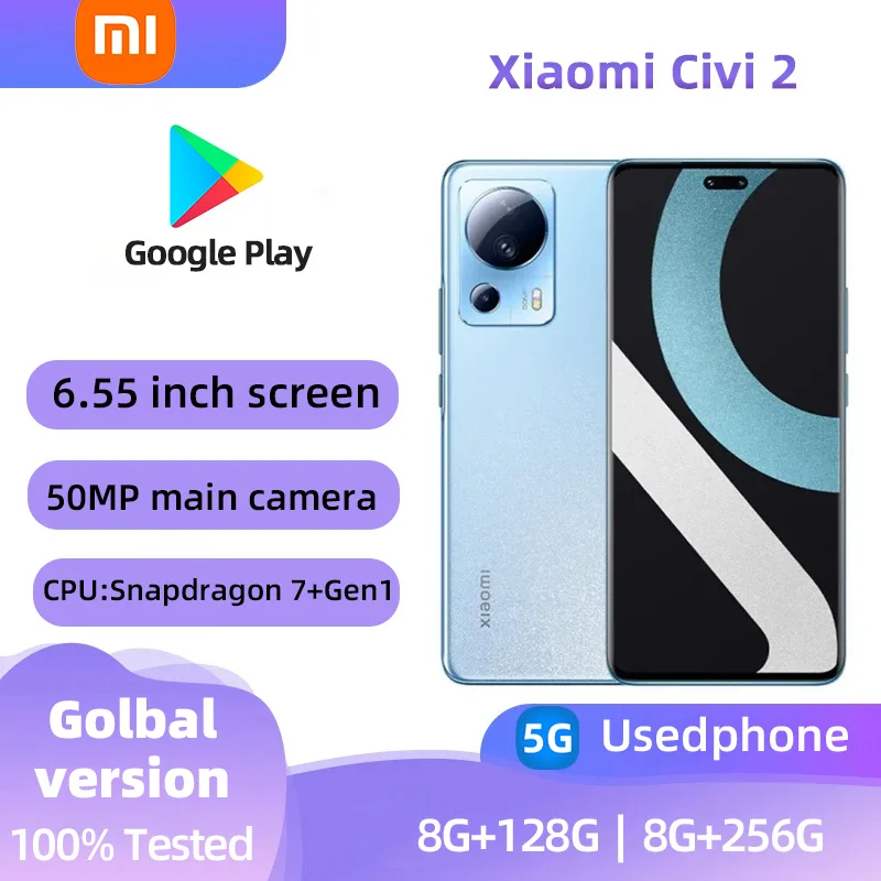 Xiaomi Civi 2 5G Android 6,55-palcový RAM 8 GB ROM 128 GB Qualcomm Snapdragon 7 Gen1 Použitý telefón