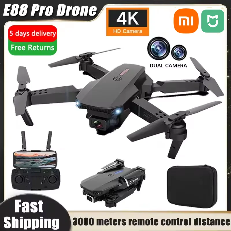 Xiaomi E88Pro RC Dron Dron Professinal 4K so širokouhlým uhlom 1080p kamery WiFi FPV výška hračky z skladacieho dronového kvadrotorového hračky