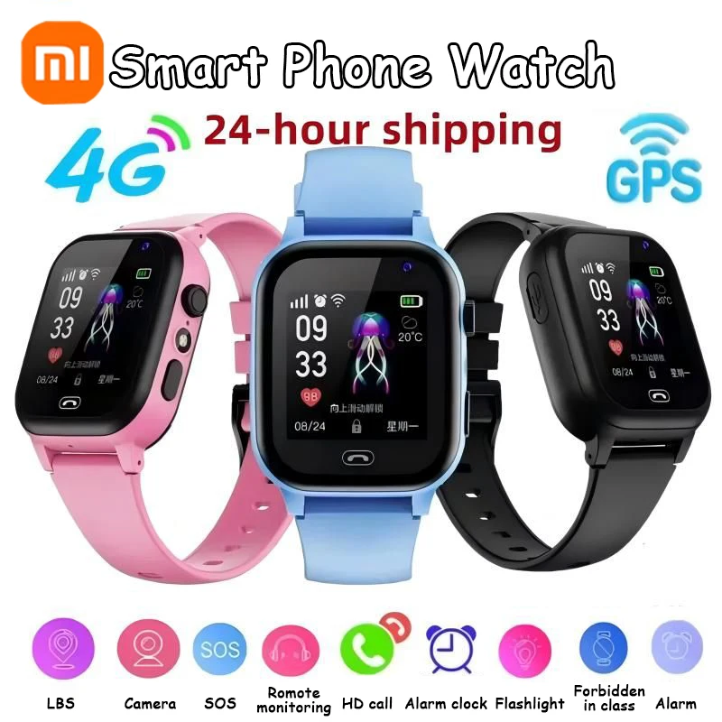 Xiaomi Kids SmartWatch 4G WiFi GPS SOS Umiestnenie videokazetový hovor analógový karta WotoProof Watch Camera Boys Dievčatá upgradujú nové hodinky
