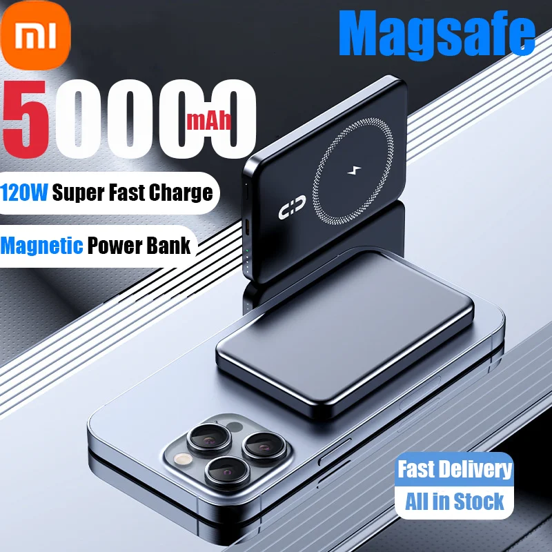 Xiaomi Magnetic Power Bank 50000MAH 120 W Wireless Super Fast Charger pre iPhone Samsung Xiaomi Prenosná batéria Powerbank