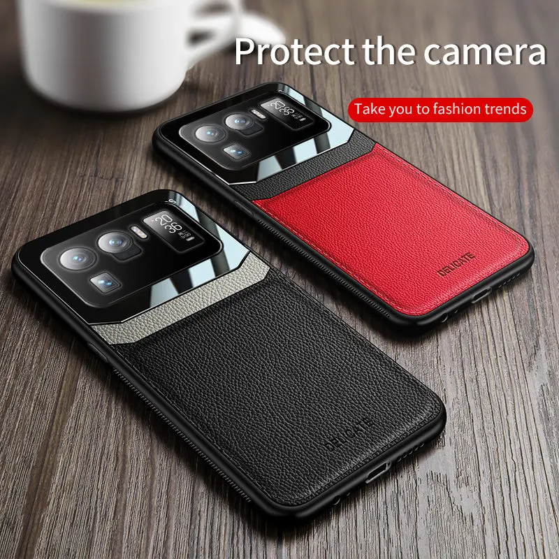 Xiaomi Mi 11 Ultra Mi11ultra Case Silikone TPU Bumper Kožený sklenený sklenený kryt Shock odolný voči nárazu pre Xiaomi 11 Ultra 11ultra 5G 5G