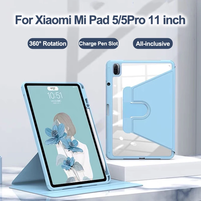 Xiaomi Mi Pad 5 Pro Case s krytom slotu pera 360 stupňov rotácie pre Xiaomi Mi PAD5 PRO 11 palca 2021 Magnetic Stand Cover Funda