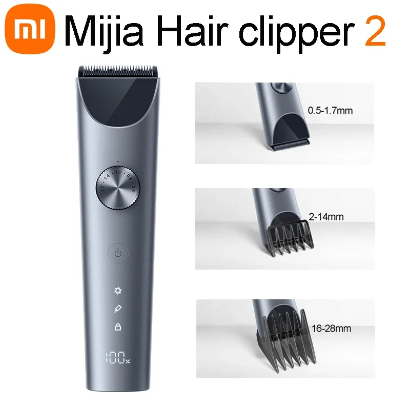 Xiaomi Mijia Hair Clipper 2 Cutting Machine Trimmer Professional Clippers Titanium Zliatina Čupeľ nabíjateľná holiaca kosti malíčka
