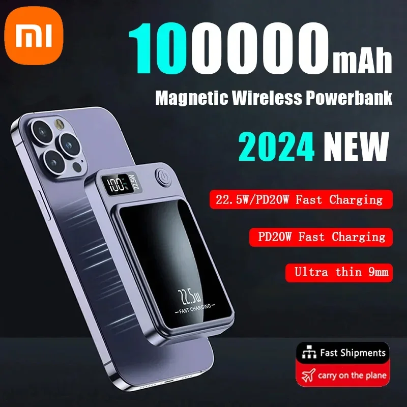 Xiaomi Mijia Magnetic Wireless 100000 mAh Power Bank Fast Charger pre prenosné pomocné batérie Magsafe pre iPhone Huawei