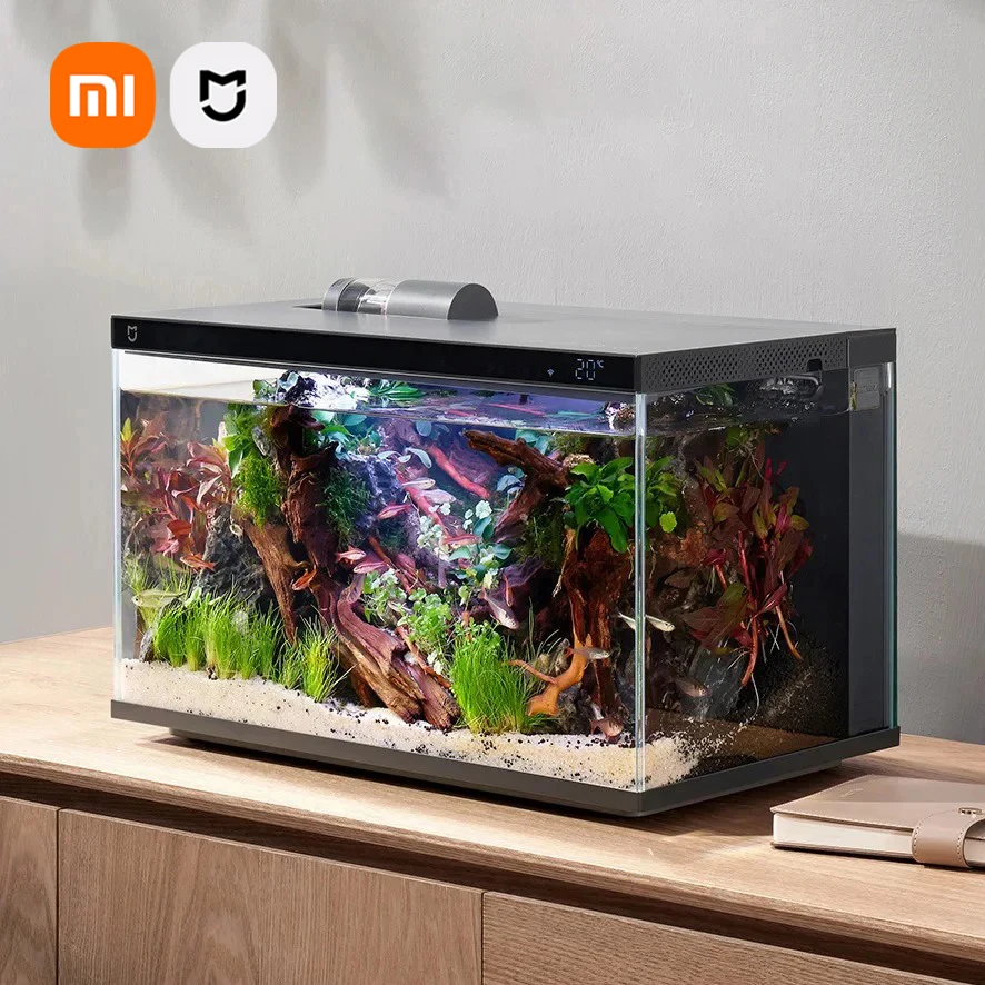 Xiaomi Mijia Smart Fish Tank Automatické kŕmenie plne farebná gamut osvetlenie Akvárium Teplota displej mora View Room Monitor aplikácie