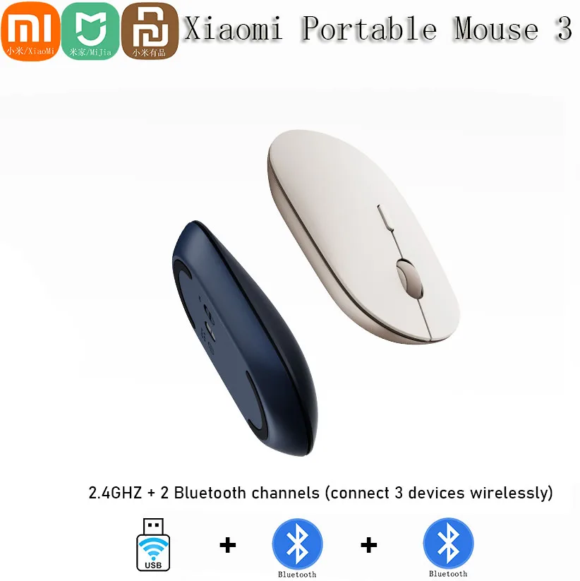 Xiaomi Prenosná bezdrôtová myš 3 USB 2.4G Bluetooth Dual Mode Tichá myš 2400 DPI nastaviteľná magnetická verzia pre okno MacOS