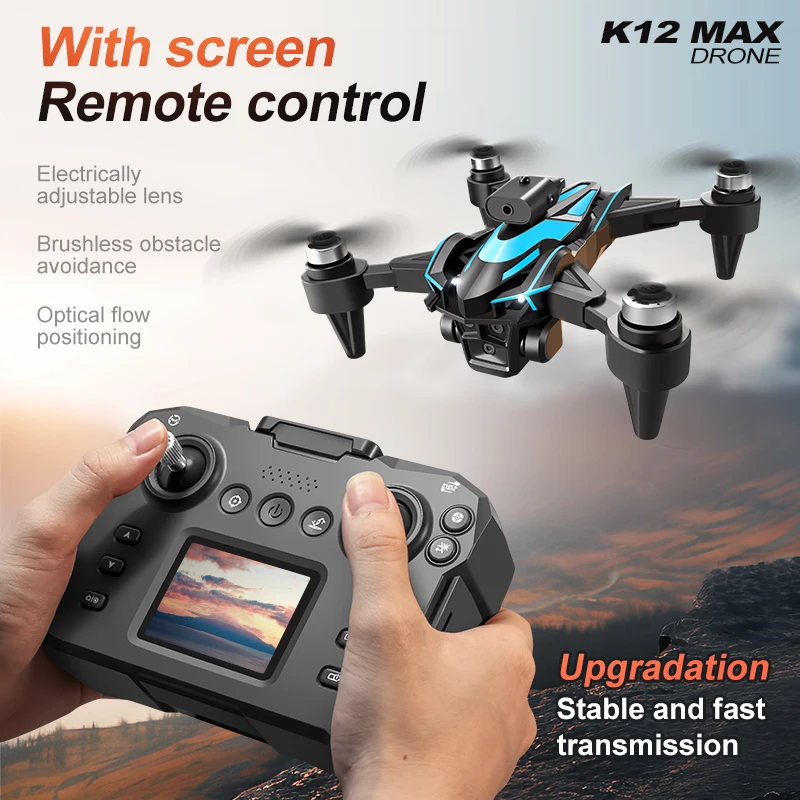 Xiaomi Screen ovláda Dron Professional 8k HD trojnásobný fotoaparát Optický prietok bez kefy RC UAV FPV OA DRON Inovácia K12 max