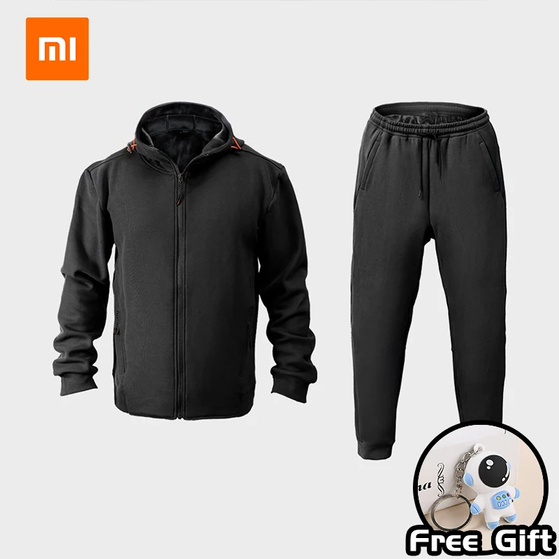 Xiaomi skah zimné koralové zamatové teplé športové bunda a nohavice s kapucňou Sladka Pohodlná teplá a teplota uzamknutá