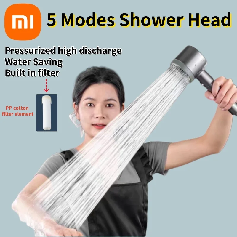 Xiaomi sprchová hlava 5 režimov úspory vody nastaviteľná vysokotlaková sprchovacia hlava vreckový sprej na závesné kúpeľňové doplnky