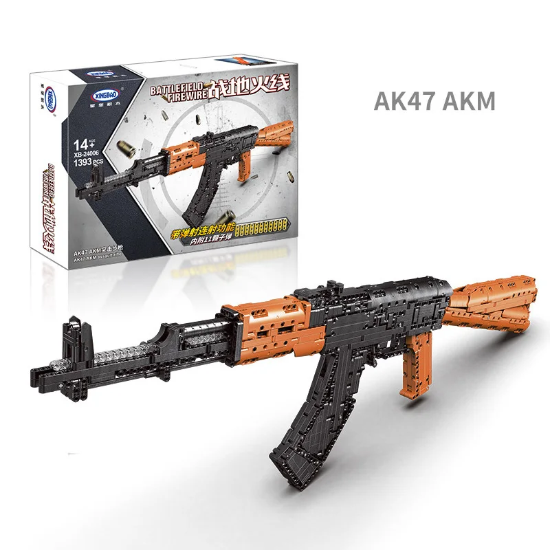 Xingbao 24006 AK47 AKM Block Gun Model Model Battlefield Series Series DIY Hračky Building Blocks Boy sviatok darček 1393ks