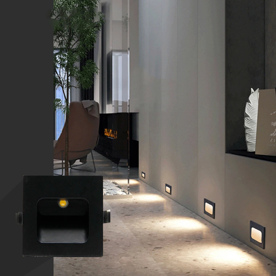 Xinlat Mini Wall Lamps 1W čierne/biele schody LED svetlá Nočné svetlo Vnútorné koridorové osvetlenie Foot Lights Dorium Decor 220V