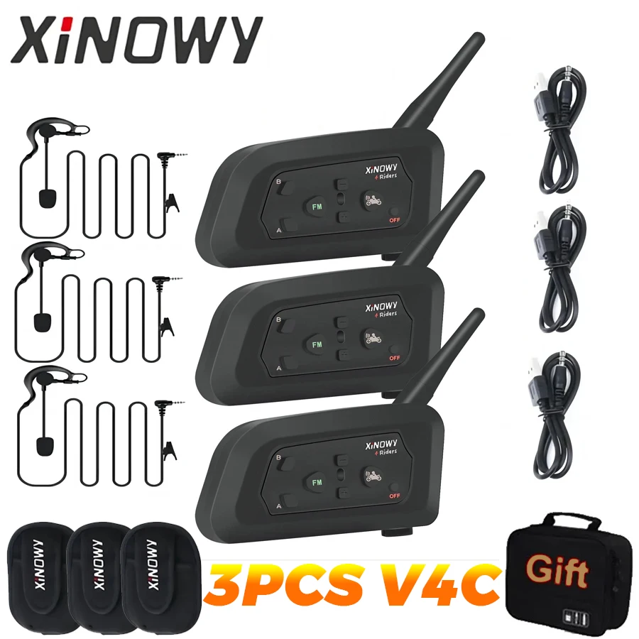 Xinowy 3ks v4c futbalové rozhodca interkom pod interkomom 3 Používatelia 1200 m Full duplex Bluetooth futbalové konferencie futbalového konferencie
