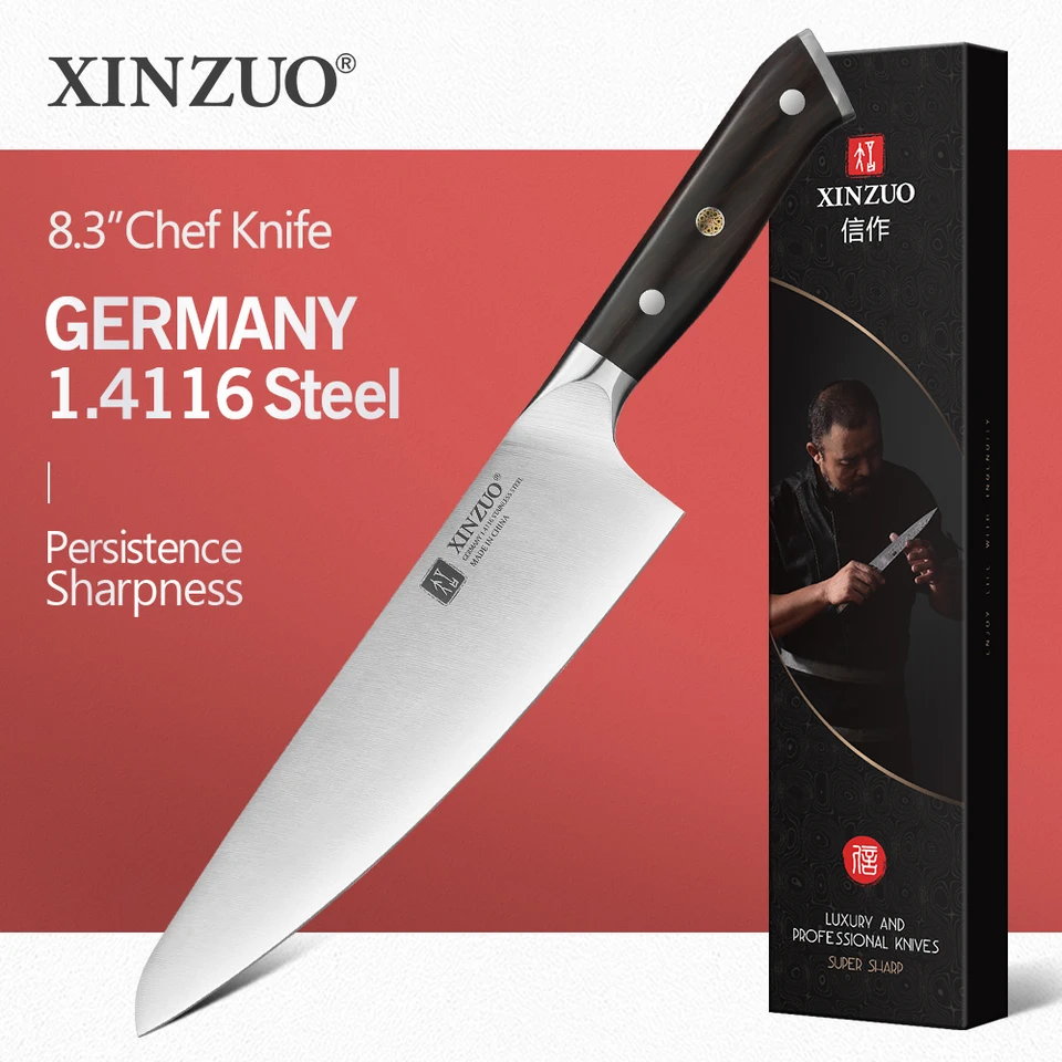 Xinzuo 8.3 '' palcový profesionálny šéfkuchár NEMEME German 1.4116 Oceľová z nehrdzavejúcej ocele Nožá kuchyňa Knives s vynikajúcou darčekovou škatuľou