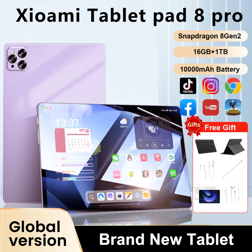 Xioami tablet Pad 8 Pro Tablet PC 16+1TB Android12 4K HD SIM karta 5G/WiFi 10,1-palcový tablet Android