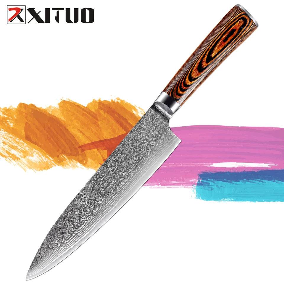 Xituo 8 palcový japonský šéfkuchár krájajúci nôž Damascus oceľ japonský sushi nôž vg10 Japonsko