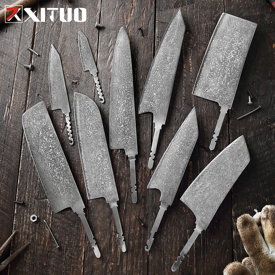 Xituo Damascus DIY Čepele Japonské 67-vrstvové damascus oceľové nôž prázdne ručne vyrobené kuchynské nôž Knifemaker