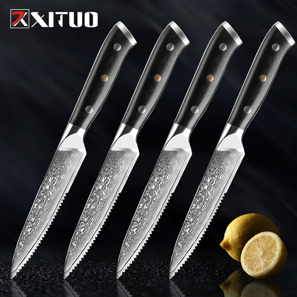 Xituo damascus oceľový steak nôž g10 nôž set nôž na večeru
