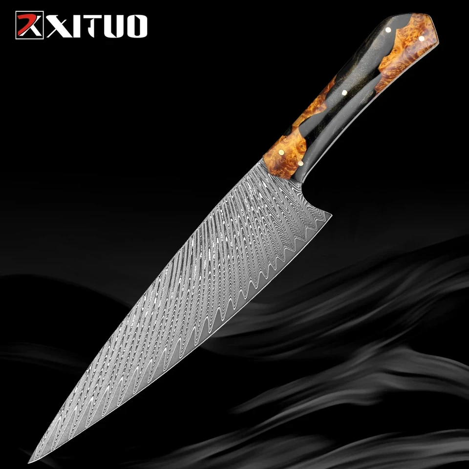Xituo Premium 67-vrstvový damascus z nehrdzavejúcej ocele Kuchynský nôž 8-palcový šéfkuchár Nôž na rezbár