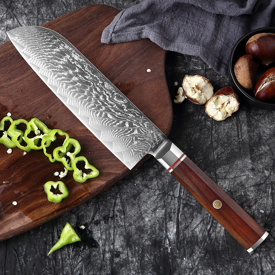 Xituo Santoku nôž 7 palcov kuchynský nôž japonský vg10 damascus oceľový šéfkuch