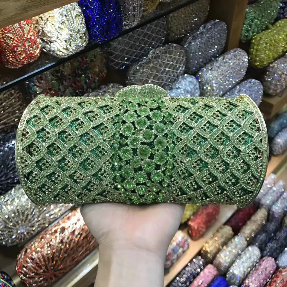 Xiyuan Gold Red Red Green Ab Diamond Evening Bag viacfarebná žena večera večere krištáľová spojka kabelka svadobná svadobná kabelka