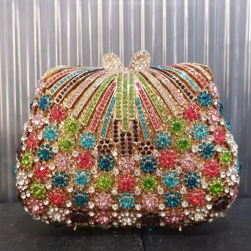 Xiyuan Golden/Silver Diamonds Svadobná hostina kabelka Lady Gems kvetinová spojka