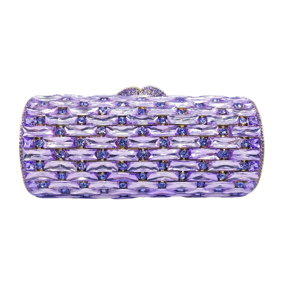 Xiyuan Purple/Green Diamond Evening Clutch Bags Boutique Novinka mini farebné kamienky a kabelky večierky svadobné tašky