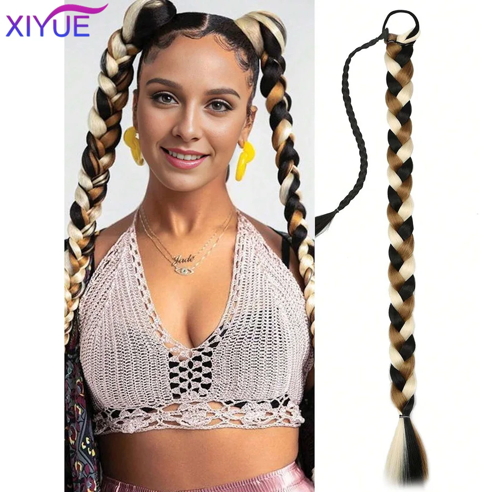 Xiyue copytail Extensions Syntetické boxerské vrkôčiky ovinie okolo Chignon Tail s gumovým pásom vlasový prsteň 34 