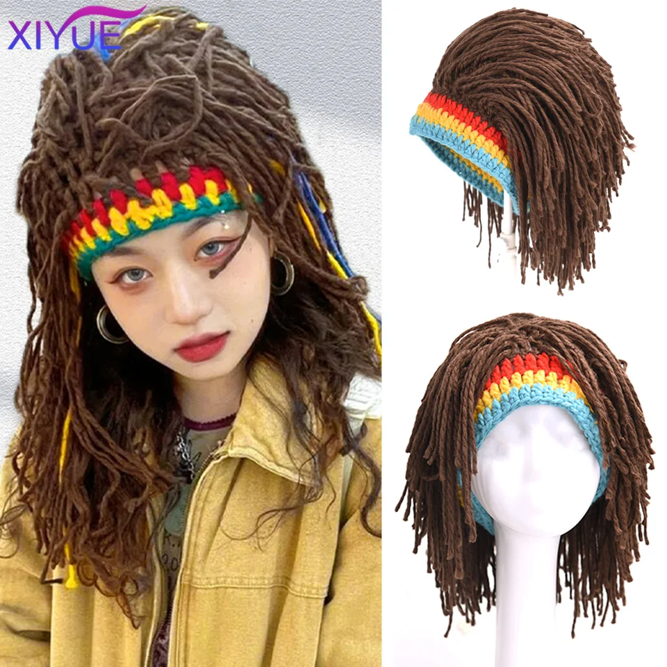 Xiyue jamajské pletené čiapky parochňu Braid Hat Reggae Dreadlocks Unisex Rasta Hair Hat Ručne vyrobené ozdobné parochne čiapky