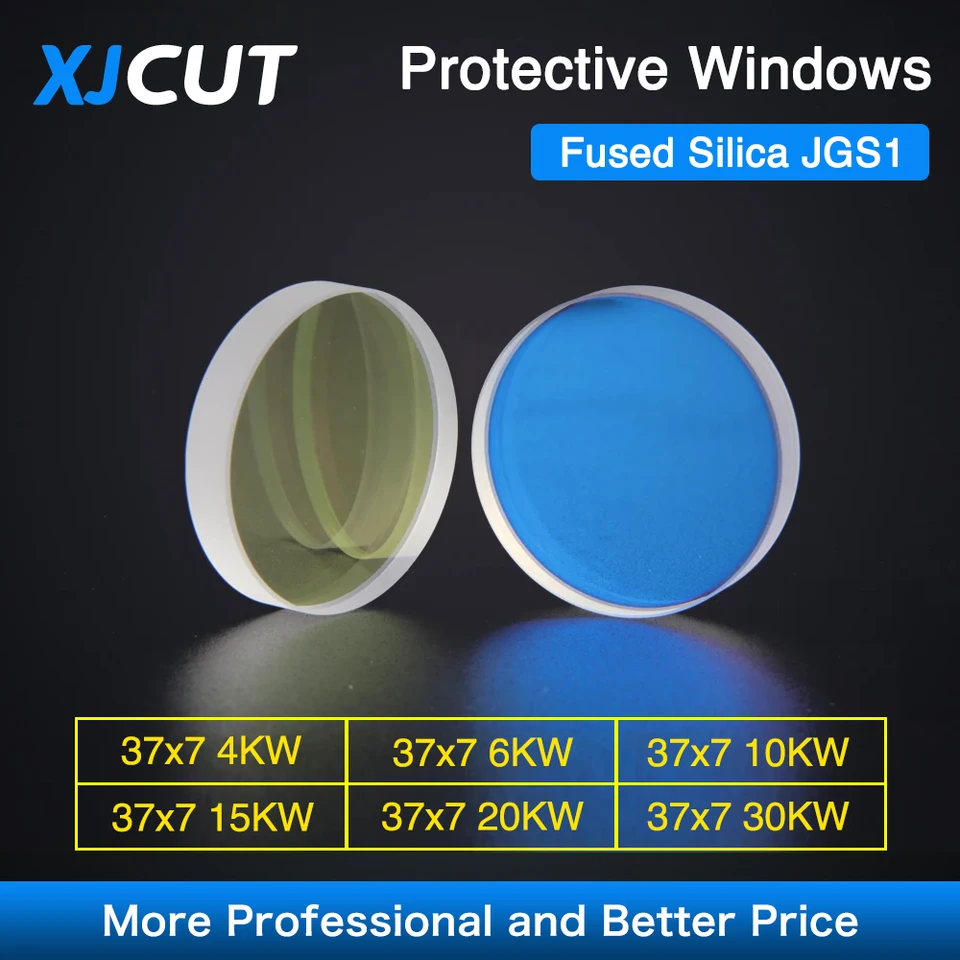 Xjcut Fiber Laser Ochranné Windows 37*7 0-30KW Importované kremenné šošovky pre vlákninu Procutter Raytools WSX Hlava 1064nm