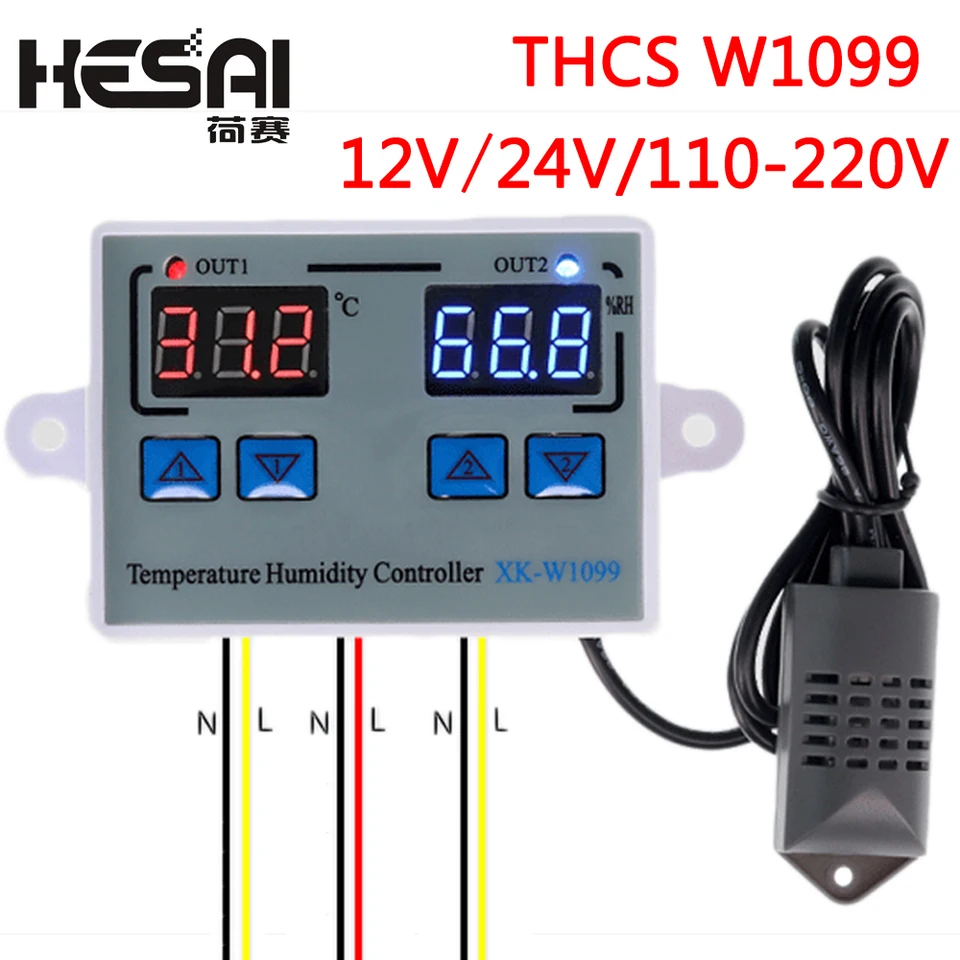 XK-W1099W Digitálna teplotná vlhkosť regulátor EKGEST inkubátora Termostat regulátor vlhkosti regulátora zahrievania Ovládanie chladenia
