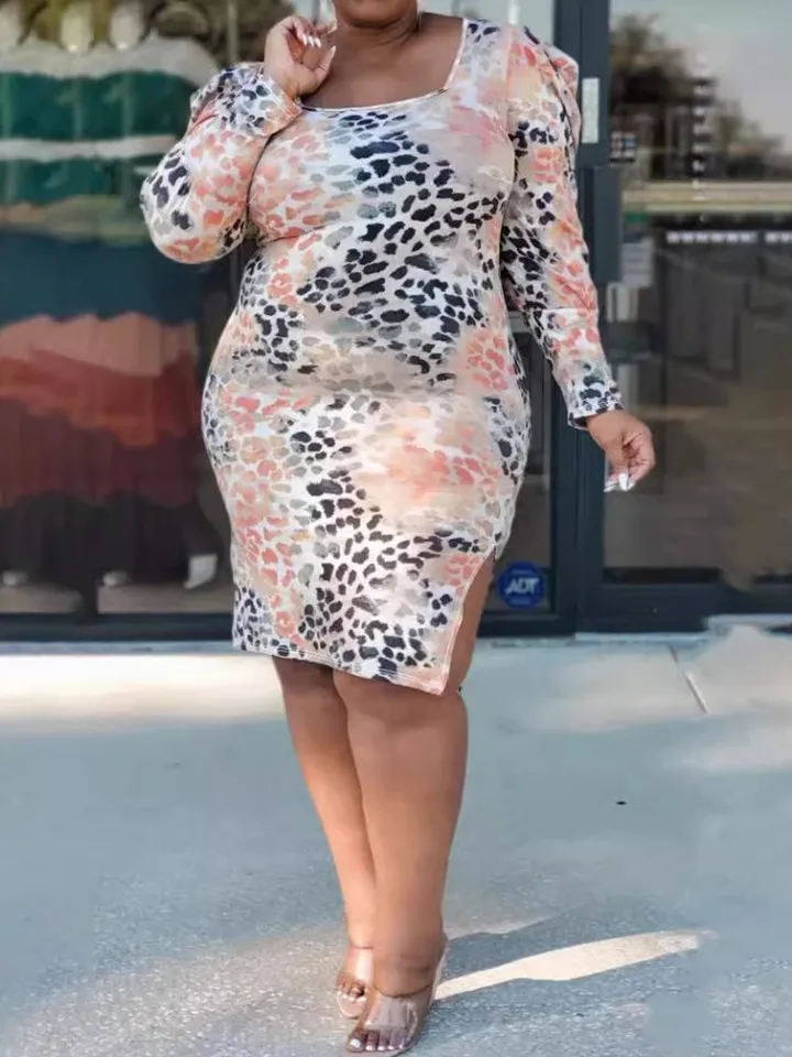 XL-5XL Plus veľkosť oblečenia Dámske šaty letné jeseň s dlhým rukávom v štýle ulice Príležitostné 3xl 4xl veľkej veľkosti midi šaty nadmerne