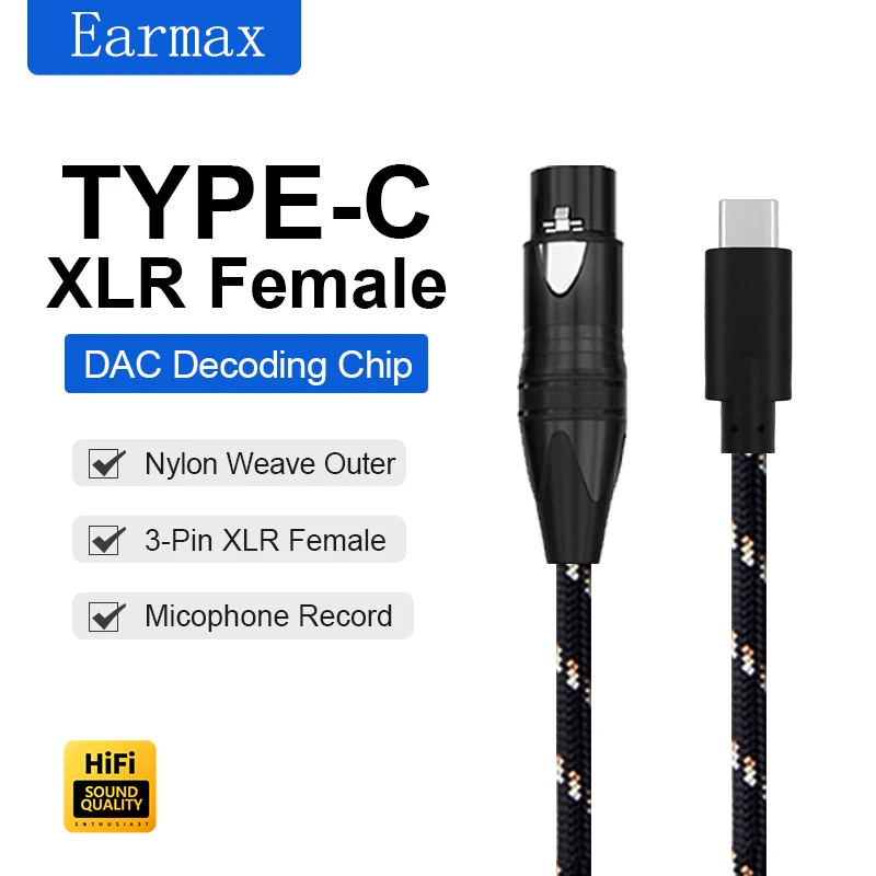 XLR 3-kolíkový ženský mikrofón do typu C Mobilný telefón iPad počítačový laptop dynamický kábel mikrofónu na USB-C