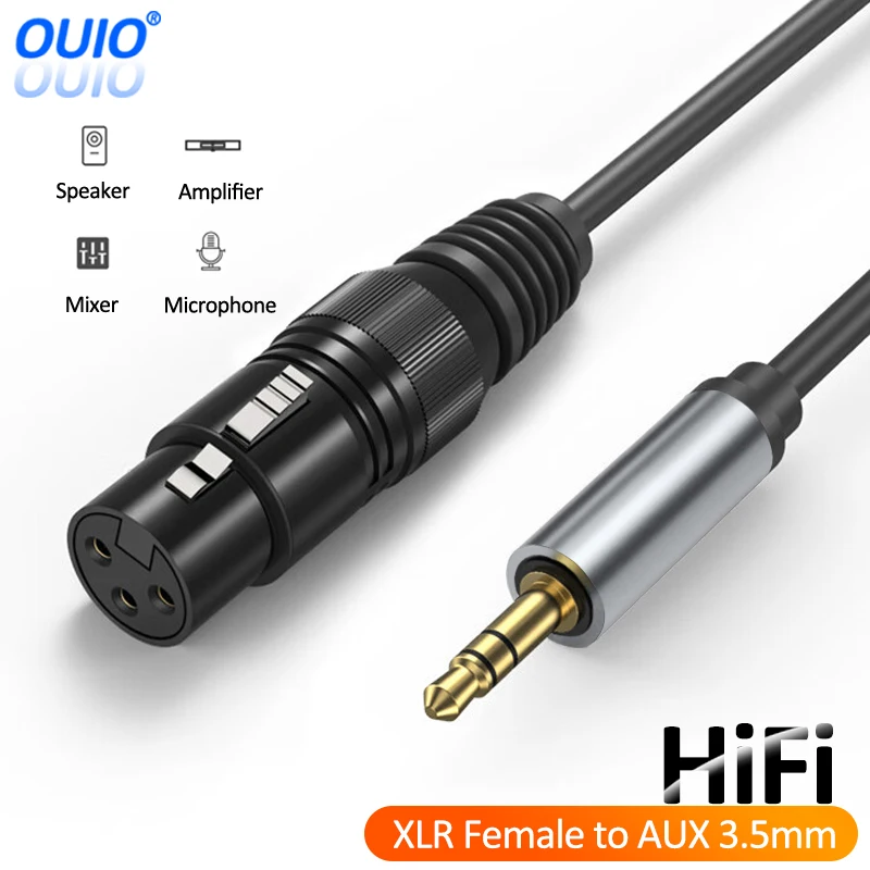 XLR Žena až 3,5 mm Jack Audio kábel Mikrofón Vyvážený analógový mikrofón pre mixér zosilňovača reproduktora Hifi XLR na 3,5 mm AUX kábel