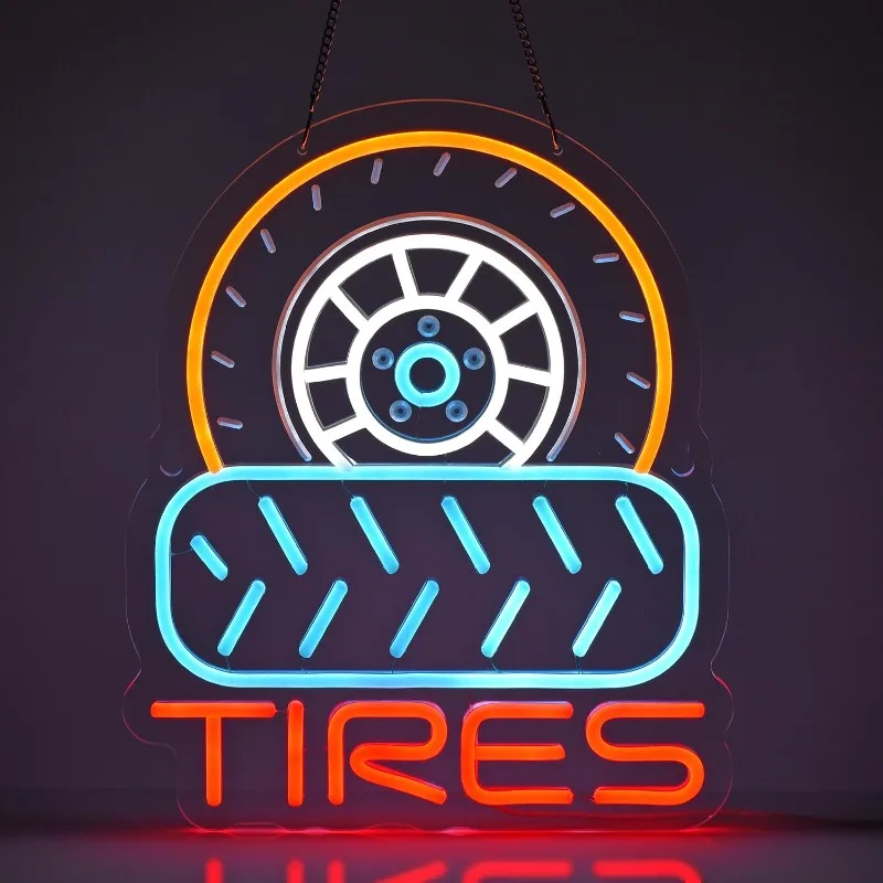XM pneumatika Neon Light Wall Decorácie pre pneumatiky Store Service Service Store Garage Workshop LED Sign, USB poháňaná stmievateľná حفلاتpon حفلات