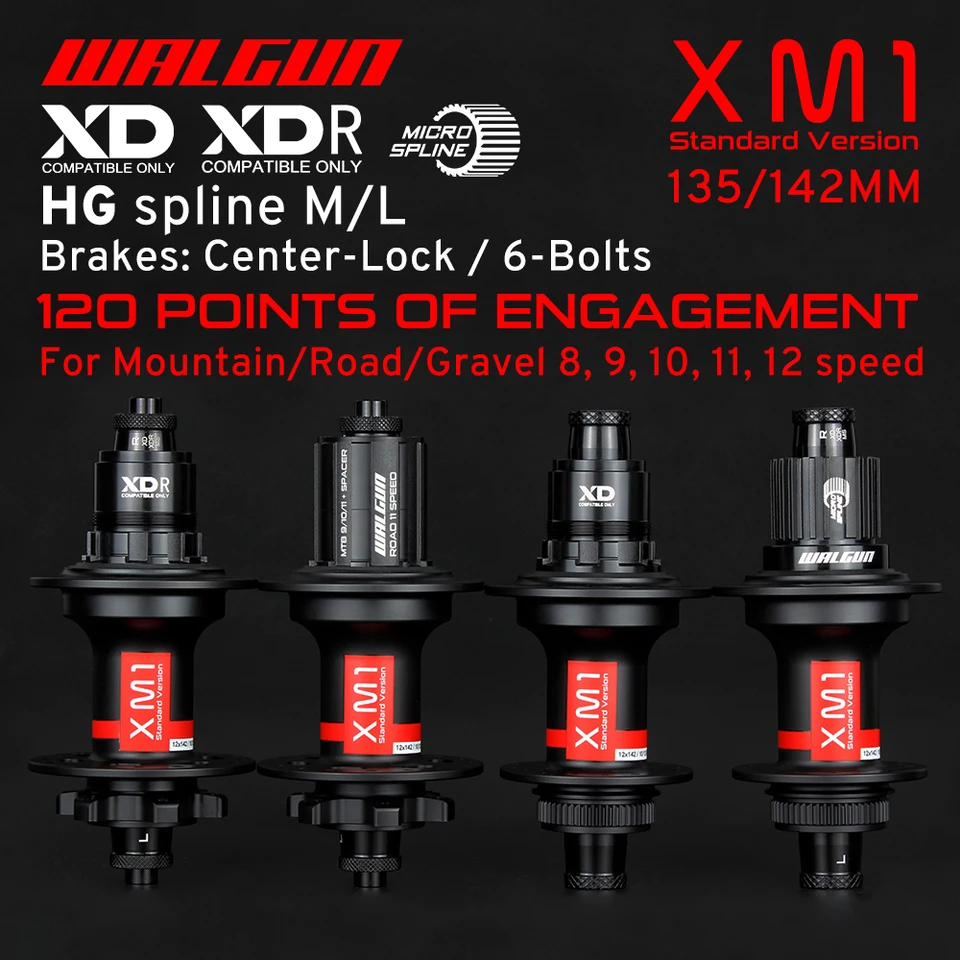 XM1 predný zadný náboj bicyklov MTB Road 32 Otvory 6-skrutky/stredový blok Hg XD MS XDR Micro spline freehub 8-12 Rýchlosť 135 142