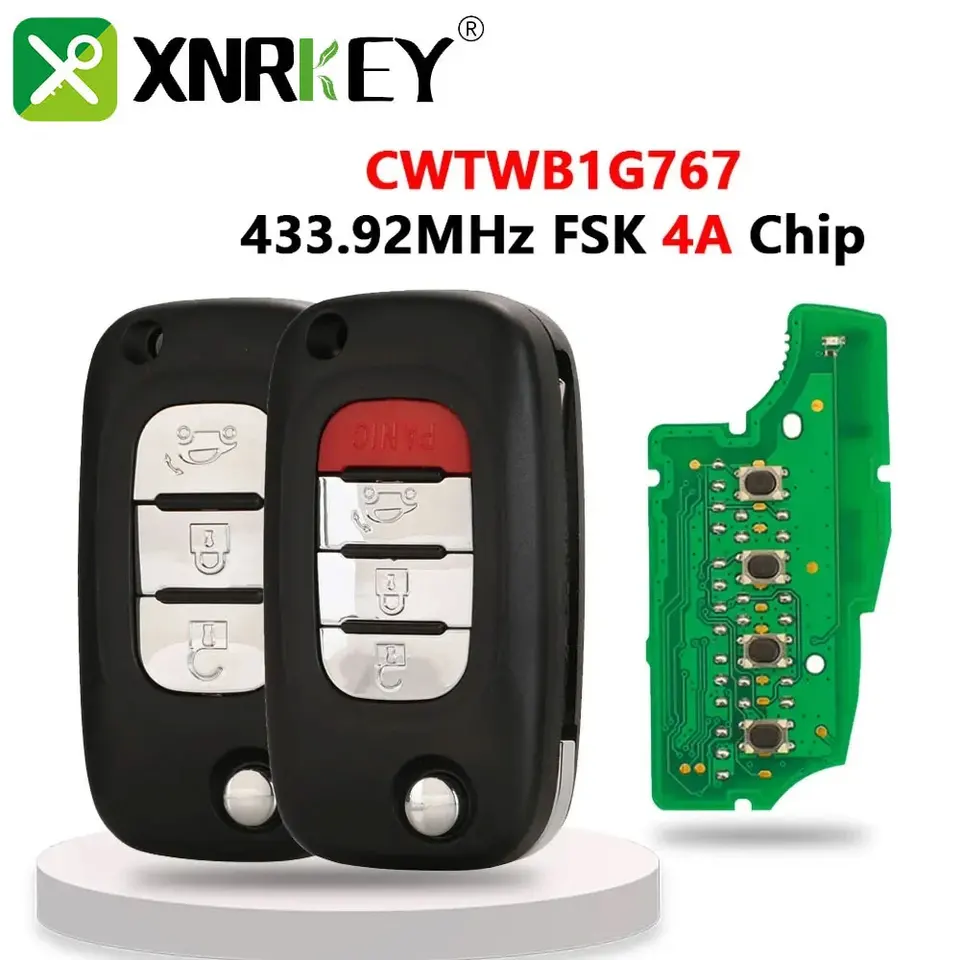 XNREY 3/4 Button Flip Diaľkové auto Kľúč 433 MHz 4A/PCF7961M Chip pre Mercedes Benz Smart Fortwo 453 Forfour 2015-2017 CWTWB1G767
